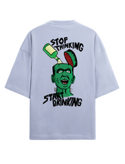 Stop thinking, start drinking green man graphic tshirt