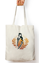 beautiful saree printed tote bag with zipper